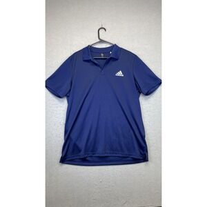 Adidas Polo Shirt Mens Large Blue Golf Athletic Short Sleeve Performance Logo‎